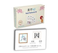 MoMo Nihongo N2 - Aprende tarjetas flash japonesas - Tarjetas flash Kanji JLPT N2 - 285 tarjetas - Aprende Kanji con imágenes fáciles de entender