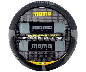 MOMO Set 3 Piezas 1 Cubre Volante + 2 Cubre Cinturones Negro/Gris