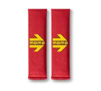 MOMO - Set de 2 Almohadillas para Cinturón de Coche, Universales, Acolchadas y Deportivas, Microsuede Lavable con Velcro, Color Rojo/Amarillo