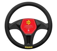 MOMO - Funda de Volante Easy Universal, Antideslizante, Lavable y Resistente, Medidas 38-39 cm, Diseño Deportivo con Logo, Color Negro