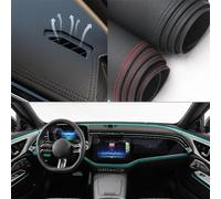 Momoap Alfombrilla de cuero negro para salpicadero de coche, cubierta de tablero de salpicadero, consola interior, compatible con Mercedes-Benz Clase E 2024 2025