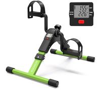 MOMODA Ejercitador de Pedales, Bicicleta de Ejercicio para Escritorio para Piernas y Brazos con Monitor LCD, Plegable (negro/verde)
