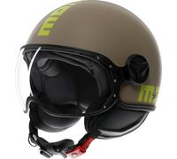 MOMODESIGN - FGTR Classic E2206, Casco Jet Moto, Casco Jet Homologado ECE, Casco Jet Scooter Abierto, Hombre y Mujer, Ligero con Visera, para Hombres y Mujeres, Matt Sand/Lime, S