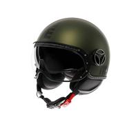 MOMODESIGN - FGTR EVO E2206, Casco Moto Jet con Doble Visera para Hombre y Mujer, para Hombres y Mujeres, Matt Green/Black, S