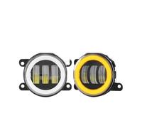 MOMOHCHGBT Faro ojos de ángel Para Dodge Off-road 4x4 Parachoques 3,5 Pulgadas Luz Delantera DRL Coche Blanco Ámbar Halo Diurna LED Antiniebla Redonda Faros Angel Eyes para coche