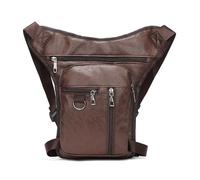 MOMOHCHGBT Riñonera De Piel Sintética para Pierna Muslo Cadera Cintura Viajes Motociclismo para Hombre Y Mujer para El Pecho para Tiempo Libre Bolsa de Moto(Dark brown-156 Bag)