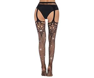 Momolaa pantys rejilla Calcetines Sexy Diamond Suspender Cuatro ahuecados Sexy Bragas largas Medias de mujer Seda en los lados Medias pantys rejilla pantys verano mujer