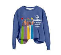 Momolaa Sudaderas Mujer Gimnasio Mujer Sudadera con Capucha Retro Hippie de Manga Larga con Cuello y Estampado de All The People Living Life In Peace para Mujer Gimnasio Mujer