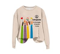 Momolaa Sudaderas Mujer Gimnasio Mujer Sudadera con Capucha Retro Hippie de Manga Larga con Cuello y Estampado de All The People Living Life In Peace para Mujer Gimnasio Mujer