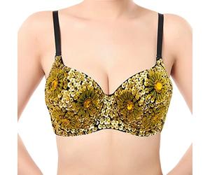 Momolaa Sujetador de Mujer Top Dorado Mujer Sujetador de Danza del Vientre Orden de Escenario Sujetador de crisantemo de Cuentas Sujetador de Noche de Seis Flores de Orden de Cuentas Top Dorado Mujer