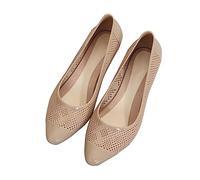 Momolaa Zapatos de mujer Cuña 37 Sandalias Baotou informales, ligeras, transpirables, ahuecadas de un solo color para mujer, sandalias de tacón medio y bajo, sandalias cómodas para el, beige, 38 EU