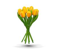 MomoMoments Ramo de Tulipanes de Madera Amarilla, 9 Tulipanes Artificiales Pintados a Mano, 34 cm de Altura, Ramo, decoración, Regalo, Made in Holland