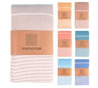 MOMOMUS Fouta Playa XXL, con Flecos y 100% Algodón - Ideal como Toalla de Playa Grande Antiarena, Manta de Picnic, Pareo Gigante o Esterilla Ligera para Piscina - Beige, 210x240 cm