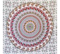 MOMOMUS Tapiz Decorativo de Pared Mandala Grande 210x230 cm, Blanco-Marrón