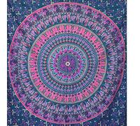 MOMOMUS Tapiz Mandala para la Pared - 100% Algodón, Colores Vivaces, Estilo Oriental- Ideal como Tapiz de Pared Aesthetic, Tapiz Decorativo de Pared o Arte Mural Indio en Tela - Lila, 210x230 cm