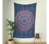 MOMOMUS Tapiz Mandala para la Pared - Arte Mural Indio en Tela 100% Algodón - Ideal como Tapiz de Pared Aesthetic o Tapiz Decorativo de Pared con Colores Vivaces - Lila, 135 x 210 cm