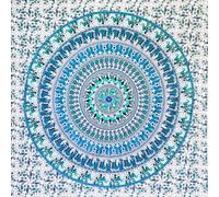 MOMOMUS Tapiz Mandala para la Pared - Arte Mural Indio en Tela - Ideal como Tapiz de Pared o Tapiz Decorativo de Pared - Blanco-Azul, 135 x 210 cm