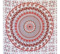 MOMOMUS Tapiz Mandala para la Pared - Arte Mural Indio - Ideal como Tapiz de Pared o Tapiz Decorativo de Pared - Blanco-Naranja, 210 x 230 cm