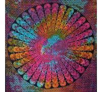 MOMOMUS Tapiz Mandala XXL - Tie-Dye, 100% Algodón, Patrones Únicos - Multicolor, 210x230cm