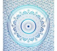 MOMOMUS Toalla de Playa Grande Antiarena - En Diseño Mandala - Ideal como Manta, Pareo y Toalla Grande para la Playa XXL, Espaciosa y Repelente a la Arena - Azul, 210x230 cm