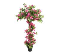 momoplant Plantas artificiales de buganvillas en maceta de cemento de 160 cm, árbol de flores sintéticas, grandes árboles falsos rosas con flores para porche delantero, casa, oficina, jardín al aire