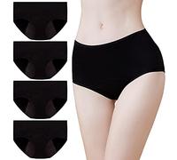 Momoshe Bragas Menstruales Absorbentes Mujer Pack de 3/4 Algodon Flujo Abundante Postparto Período Protección Regla Braguitas a Prueba de Fugas Negro M