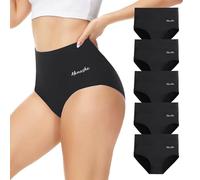 Momoshe Bragas Mujer Algodon Cintura Alta Pack de 5 Braguita de Talle Alto Culotte Cómodo Talla Ropa Interior Negro 3XL