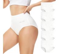 Momoshe Bragas Mujer Algodon Cintura Alta Pack de 5 Braguita de Talle Alto Culotte Cómodo Talla Ropa Interior Blanco Blanca 2XL