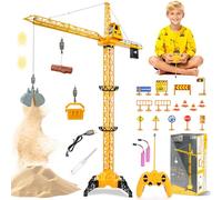 MOMOSTAR Grúas de Juguete, 2.4GHz Grúa Teledirigida para Niños, 128cm Grande Grúas de Juguete Construcción con Luces y Sonidos, RC Grúa de Torre para Regalos de Niños 5, 6, 7, 8 Años