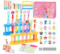 MOMOSTAR Kit de Creación de Bolígrafos LED, Laboratorio de Bolígrafos con 20 Plumas Luminosas Personalizadas, 80 PCS Kit Manualidades Niños, Creativo Regalo Cumpleaños Navidad para Niñas 5 6 7 Años