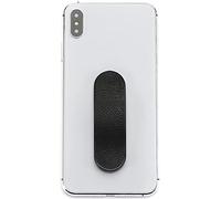 MOMOSTICK - El original! Soporte de dedo para teléfono móvil - Soporte de móvil para teléfono móvil - anillo de celular para iPhone Samsung Huawei (Acero inoxidable - PU negro)
