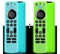Momowin2 Fundas de Silicona para mandos, compatibles con Fire TV Stick de 4ª generación y mandos Toshiba，Funda Protectora de Silicona Antideslizante (Verde + Azul)