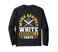 Moms Against White Baseball Pants Funny Sports Mom Manga Larga