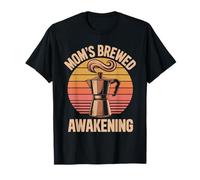 Mom's Brewed Awakening Retro Coffee lover para mamás Camiseta