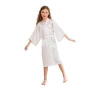 Mom's care Niños Niña Robe Satin Vestido de niña de Las Flores Albornoz de Seda para niños Color Puro Robe Albornoz Ropa de Dormir SPA natación cumpleaños
