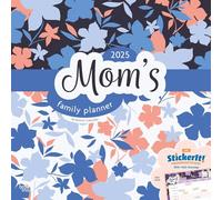 Mom's Family Planner 2025 12 X 24 Inch Monthly Square Wall Calendar Matte Paper and Sticker Sheet Plastic-Free