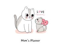 Moms Planner | Organizer for Busy Moms | Stress and Time Management for Moms: Cat Mom and Kitten with Pink Heart