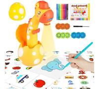MOMSIV Proyector de Dibujo para niños, Educational Portable Trace and Draw Projector Painting Toy Playset con 72 Patrones, 12 marcadores y un Libro artístico para Boys & Girls Gifts, Amarillo