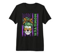 Momster America Flag Skull Mom Leopard Monster Halloween Camiseta Premium