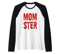 Momster Blood envía un Mensaje de Texto a mamá, Monstruo, Divertida mamá de Halloween Camiseta Manga Raglan