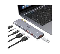 (MOMUC2204(6 en 2)) Concentrador adaptador para MacBook Pro, estación de acoplamiento USB tipo C, doble