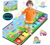 MOMUSE Alfombra Musical con 80 Sonidos, Alfombra de Piano Grande con 10 Animales y 10 Coches, Juguetes Musicales con Luz Suave, 10+ Niveles Volumen, Regalos para Niños Niñas 1 2 3 Años (110 cm*45 cm)