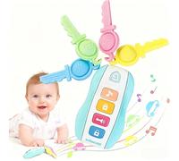 MOMUSE Juguete la Dentición con 4 Llaves de Coche, Mordedor Bebe para 10 Meses, Llaves de Silicona, Juguete Musical, Cumpleaños para Bebés de 12 16 18 Meses