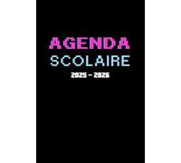 Mon Agenda Scolaire 2025 2026 Noir: Format A5 | De Septembre à Juillet | 2 Jours par Page | Primaire, College, Lycée | Pour Fille et Garcon