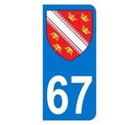 Mon Blason Adhesivo 67 con Escudo (Alsace matrícula Moto (6,3 x 2,9 cm)