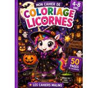 Mon Cahier de Coloriage Licornes d'Halloween: 50 adorables licornes d'Halloween à colorier | Gros traits | Un dessin par page | Pour les enfants de 4 à 8 ans