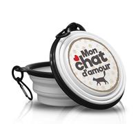 Mon Chat d'amour - Cuenco plegable y portátil para perros con mosquetón para pasear con tus cuatro patas. Práctico, ligero y sobre todo práctico.