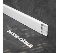 Mon Marché Deco - Rodapié de cable de PVC hueco, lote de 5 unidades, 1 m x alto. 80 x 15 mm (blanco)