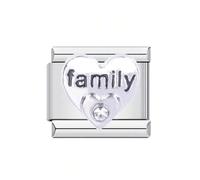 Mon & Sons M&S - Abalorio italiano de acero inoxidable de 9 mm para mamá, papá, sobrina, hermana, tía, familia, fútbol, estrella, luna, eslabones italianos, compatible con pulseras de abalorios, 0