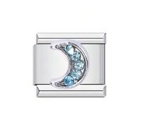 Mon & Sons M&S - Abalorio italiano de acero inoxidable de 9 mm para mamá, papá, sobrina, hermana, tía, familia, fútbol, estrella, luna, eslabones italianos, compatible con pulseras de abalorios, 0